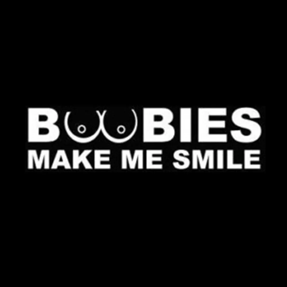 Funny BOOBIES MAKE ME SMILE Car Window Sticker Waterproof Reflective Sticker