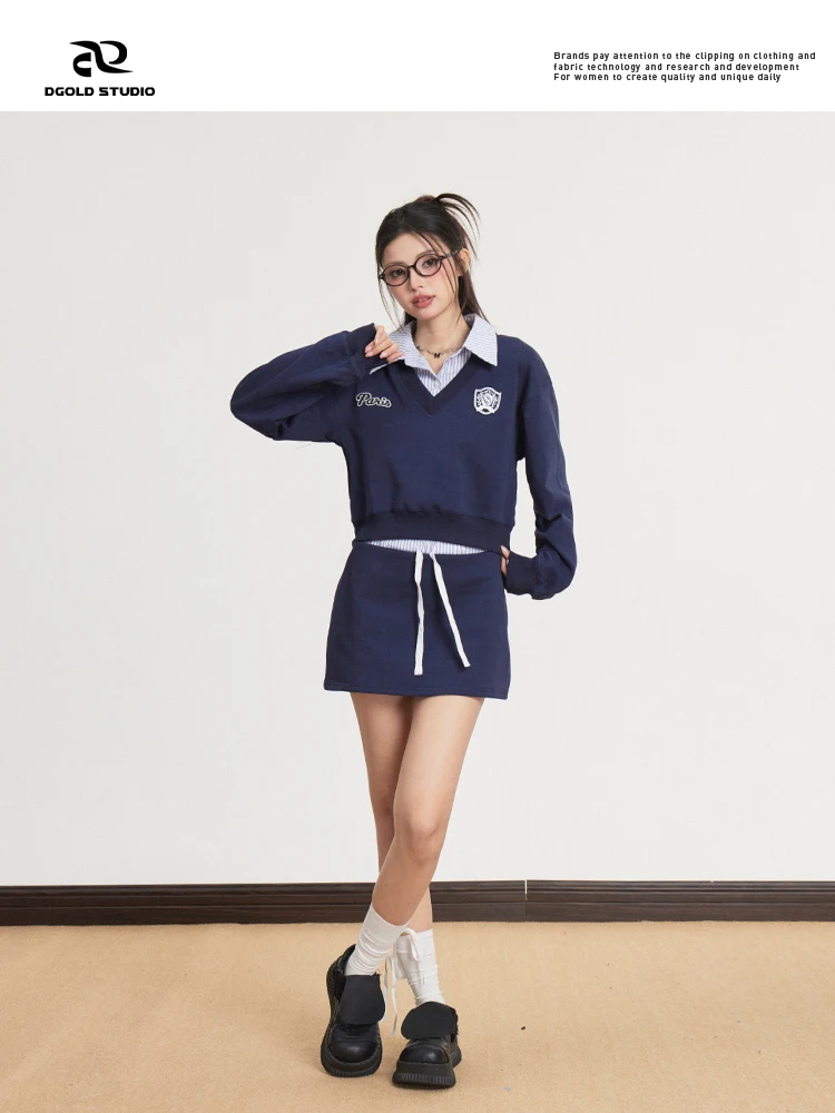 

Белый женский свитшот с V-образным вырезом в стиле ретро, приталенный, с коротким рукавом, весна-осень, новинка