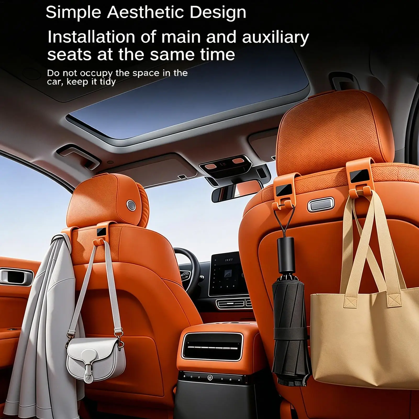 Headrest Hooks for Car Heavy Duty Non-Slip Storage Hanger Car Seat Headrest Hooks for Bag Clothes Truck SUV Sedan Pickup