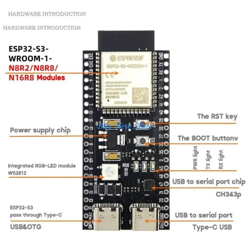 20CE ESP32S3-DevKitC-1-N16R8 ESP32S3 Development Board ESP32S3-WROOM-1 Module WiFi