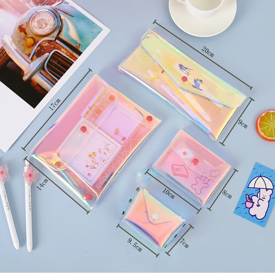 PVC Transparent Storage Bag Women Cosmetic Card Holder Stationery Organizer Portable Bags Toiletry Multifunction Purse Wallet