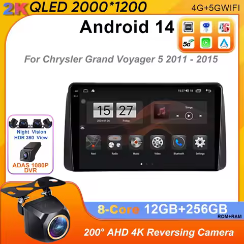 Android 14 Car Radio Carplay For Chrysler Grand Voyager 5 2011 - 2015 For Dodge Grand Caravan 2008-2020 Stereo Multimedia GPS 4G