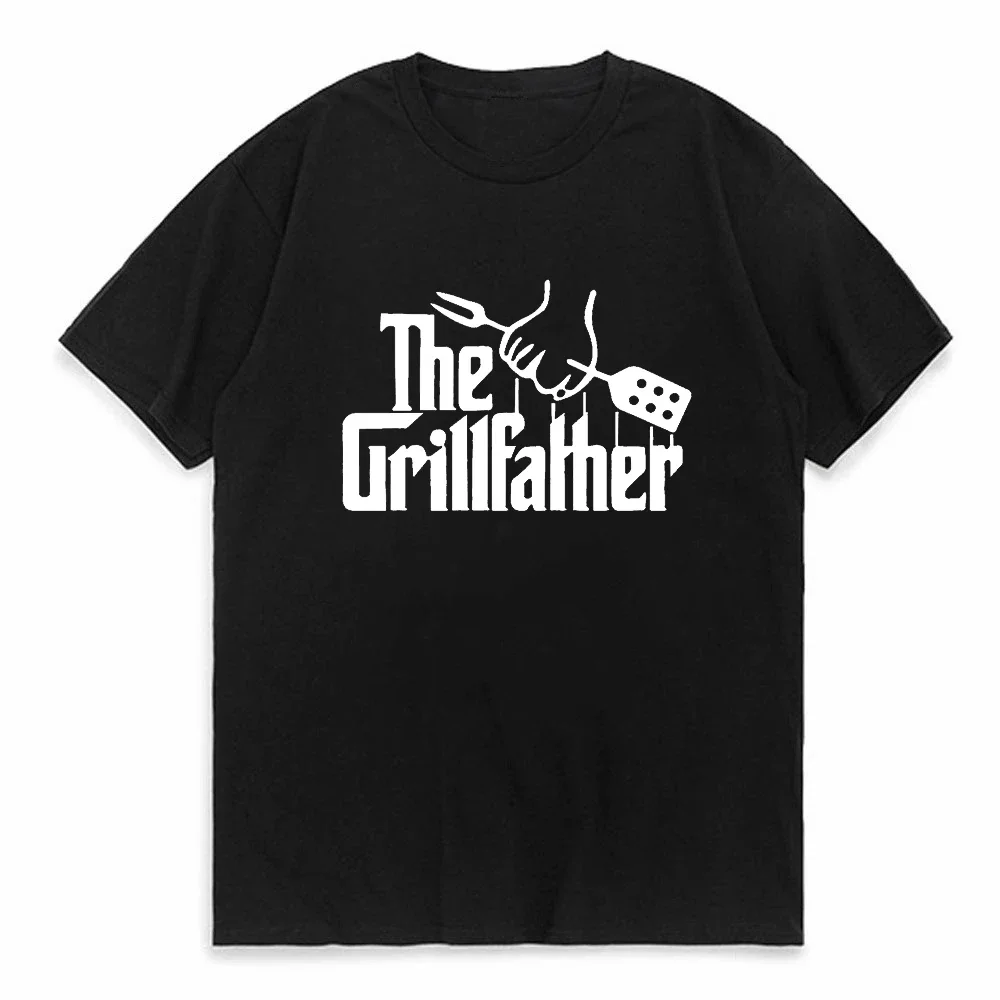 Men's Fashion The Grillfather Funny BBQ Grill Chef Tee Shirt summer Cotton Short Sleeve T-Shirt O-Neck Top Tee