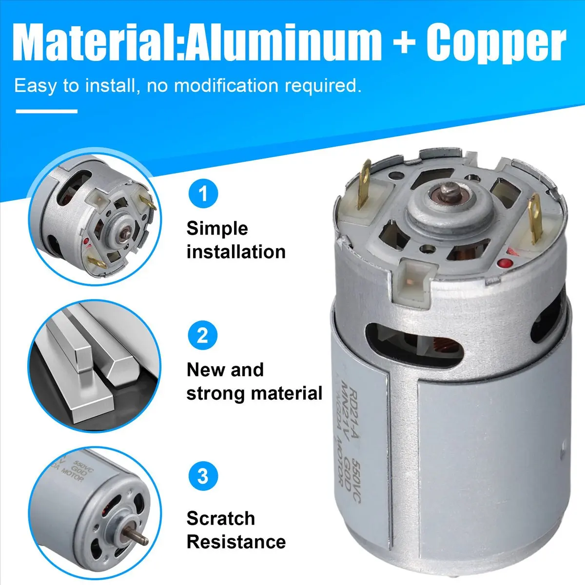 AAAE High-Speed 550 DC Motor 21V 21000RPM - Powerful Mini Motor for DIY Enthusiasts, Ideal for Various Applications