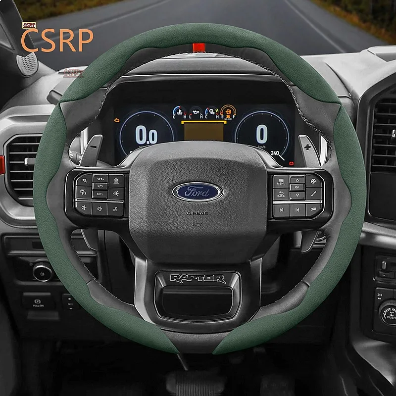 Suede Steering Wheel Cover Anti-Slip Buckle Fit for Ford Focus Fiesta Mondeo Ranger Kuga Mustang Transit Custom