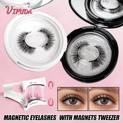Vipuda Magnetic Eyelashes eusable Natural Wispy Magnetic False Eyelashes with Magnets Tweezer Kit No Glue Needed