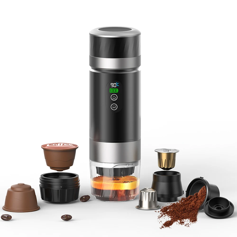 for  Factory Patented Design Water Heated Portable Espresso Machine, USB-C 3-in-1 Capsule, Removable Battery for Travel