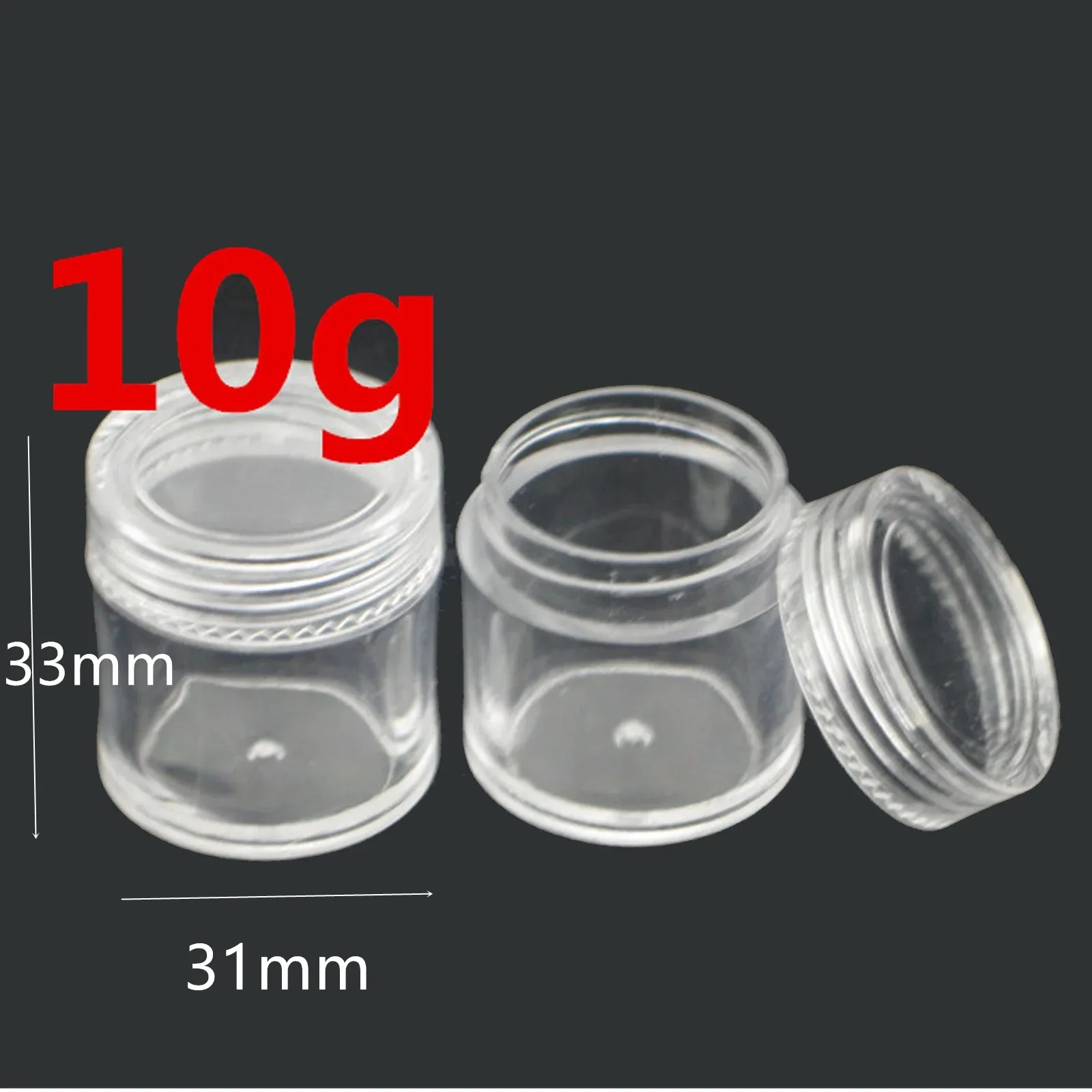 100pc 5g 10g 3g 20g/ml round small plastic  ps jar pot case bottle for Makeup Cosmetic cream sample nail art glitter dust powder