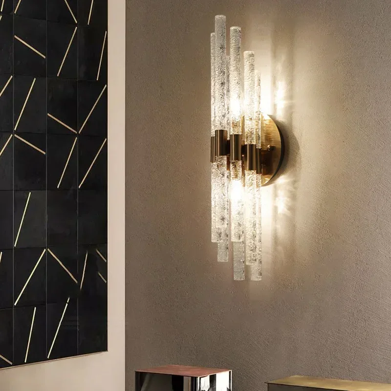 

Modern Glass Wall Lights Foyer Bedroom Dining Room Lamp Gold Metal E14 Bulb Dropshipping Creative Sconce