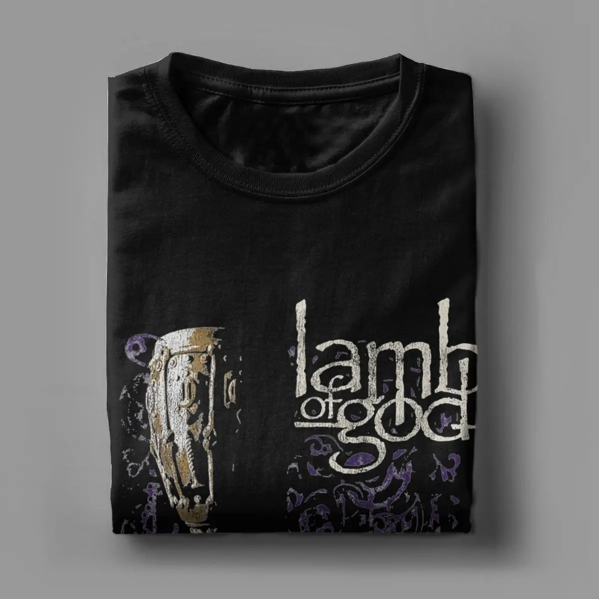 Men T-Shirts Heavy Metal Band Lamb Of God Awesome 100% Cotton Tees Short Sleeve T Shirt Crewneck Clothes Printed