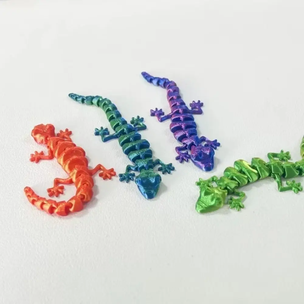 20Pcs Creative 3D Printed Gecko Model Simulation Lifelike Movable Joints Animal Model Rotatable Articulated