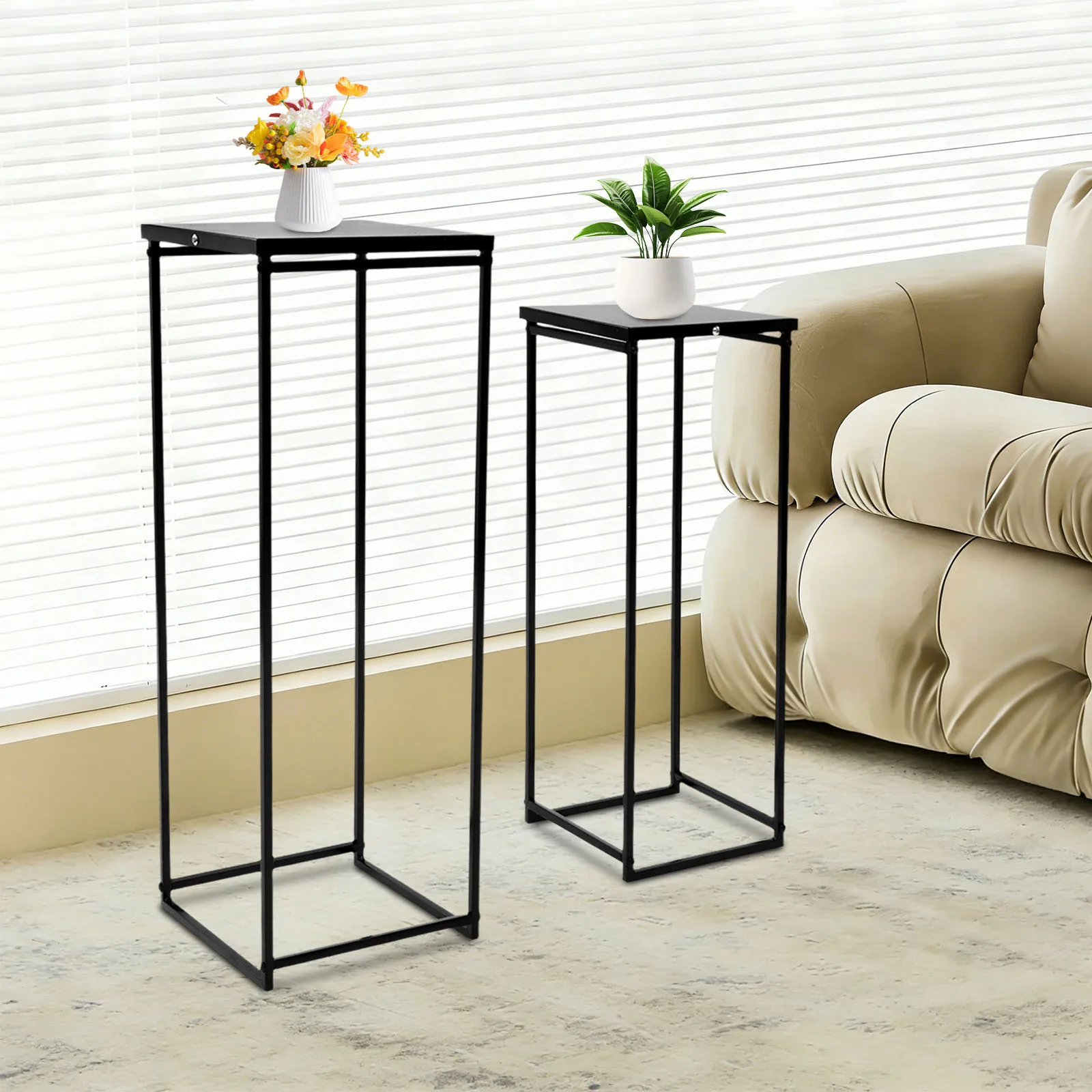 

Набор из 2 металлических подставок для растений, прочные антикоррозийные подставки для цветочных горшков для дома и магазина, современная подставка для демонстрации растений для использования в помещении и на улице