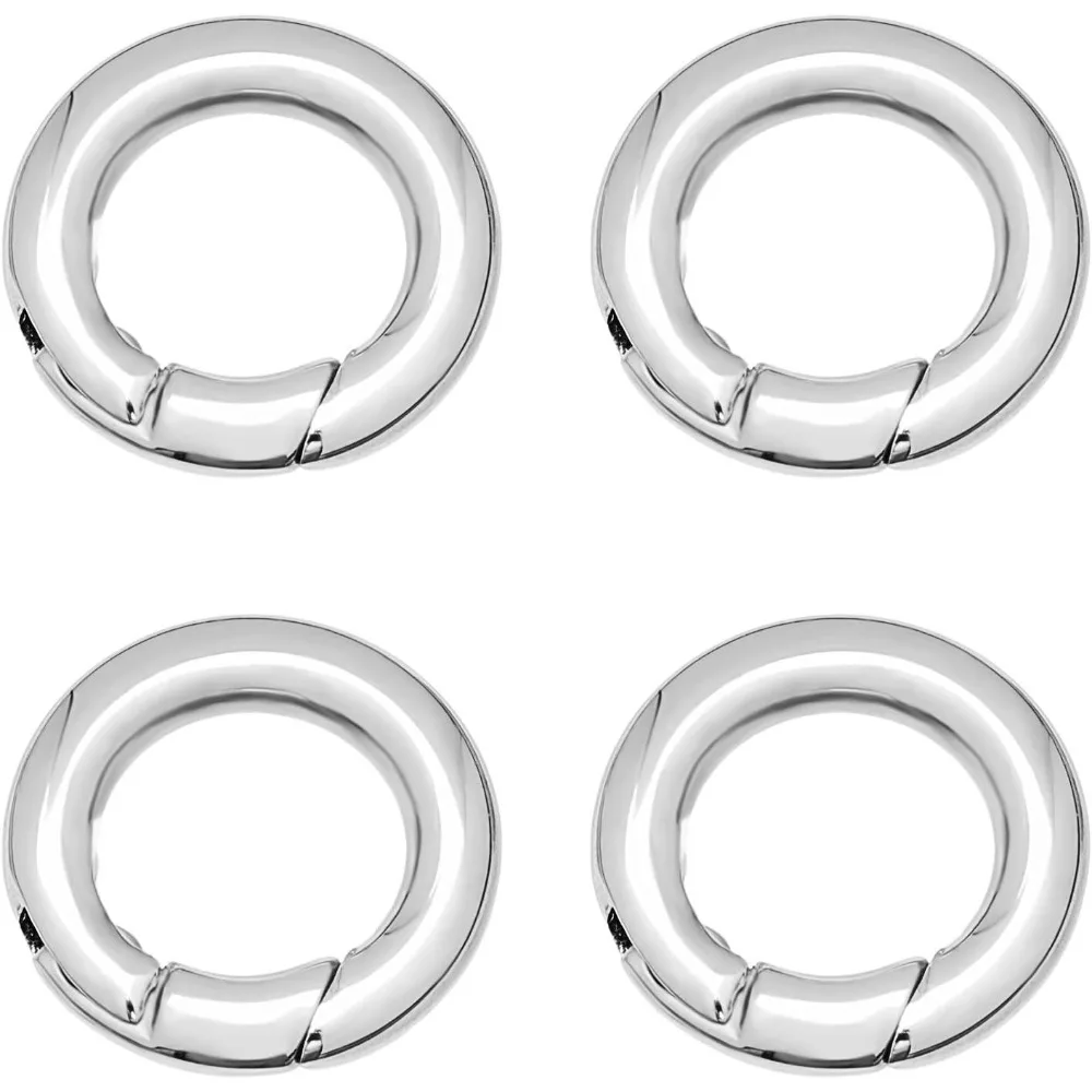 4pcs 17mm Spring Gate Rings 304 Stainless Steel O  Keychain Ring Round Snap Clasps Metal Spring Gate