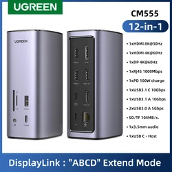 UGREEN Docking Station 12-IN-1 USB C to 8K HDMI DisplayPort 