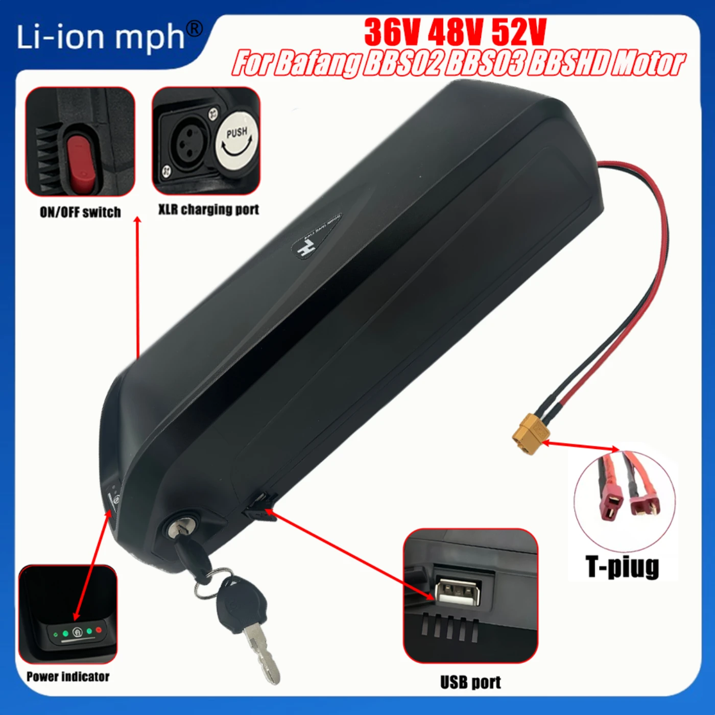 

36V high quality Brand New Original 20Ah 30Ah 40Ah Hailong Battery For 250W 350 750W 1000W 1200W Motor +BMS Customizable Plug