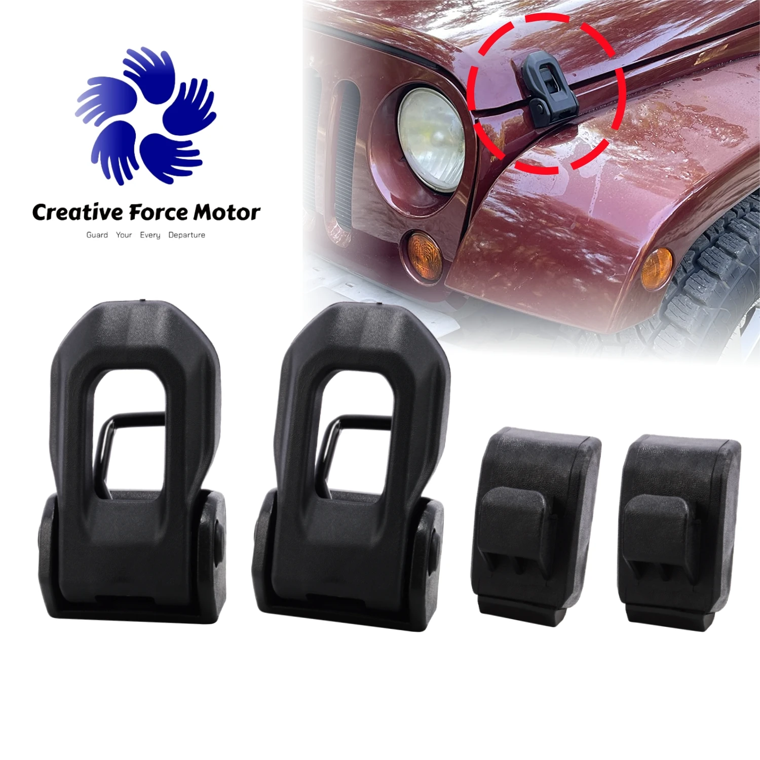 Cerradura del Motor del Coche Cierre de Seguridad Cubierta del Pestillo del Capó Kit para Vehículo Todoterreno Para Jeep Wrangler JK 2007-2017 2008 2009 2010 2011 2012 2013 2014 2015 2016 JL 2018, accesorios