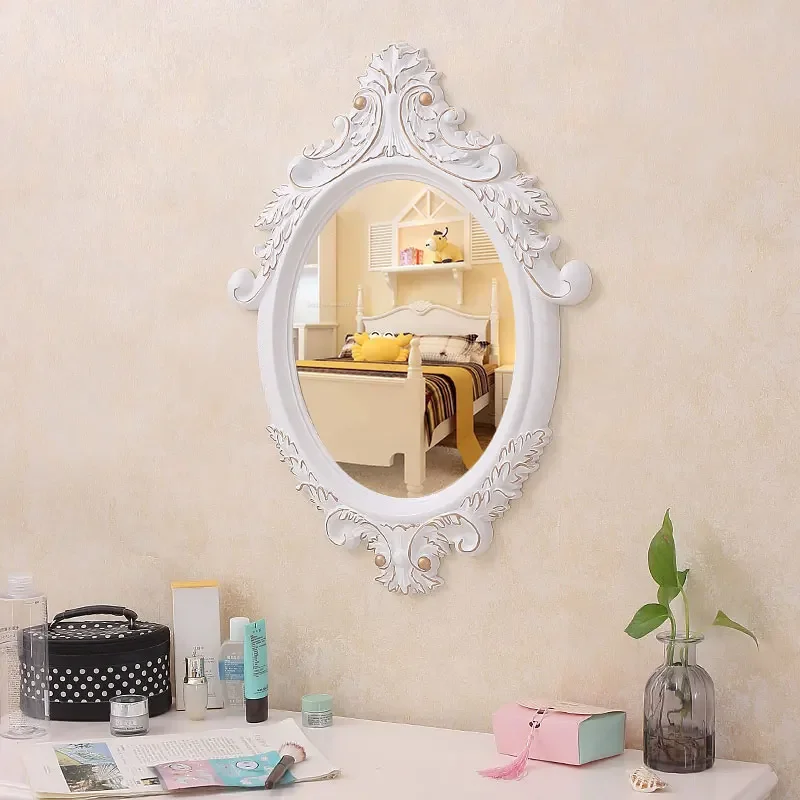 bedroom vanity beauty salon bedside mirror European bathroom mirror wall hanging net red