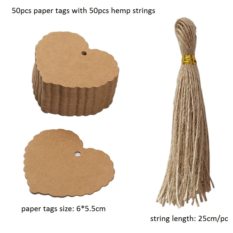 Kraft Paper Tags with Strings, 50pcs