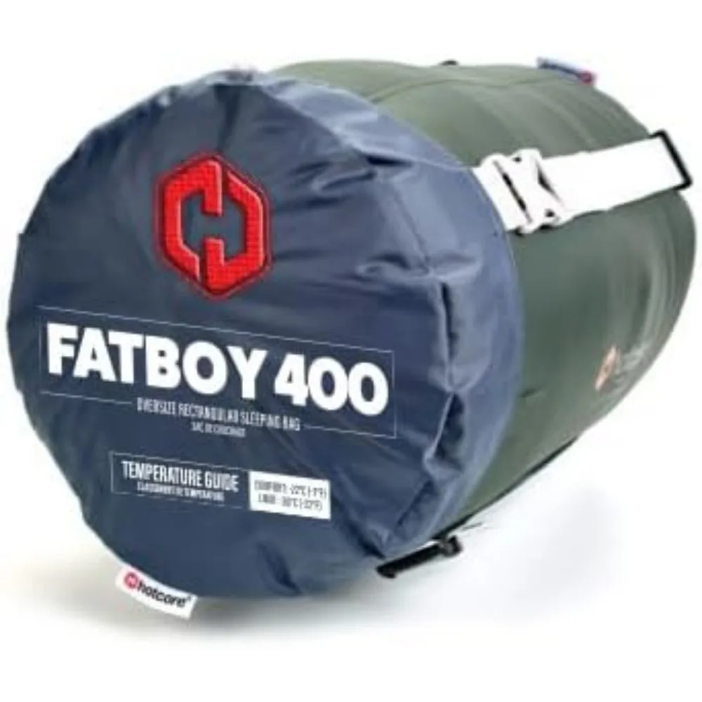 Saco de dormir retangular grande Fatboy 93"x42" - Leve e compacto para várias estações