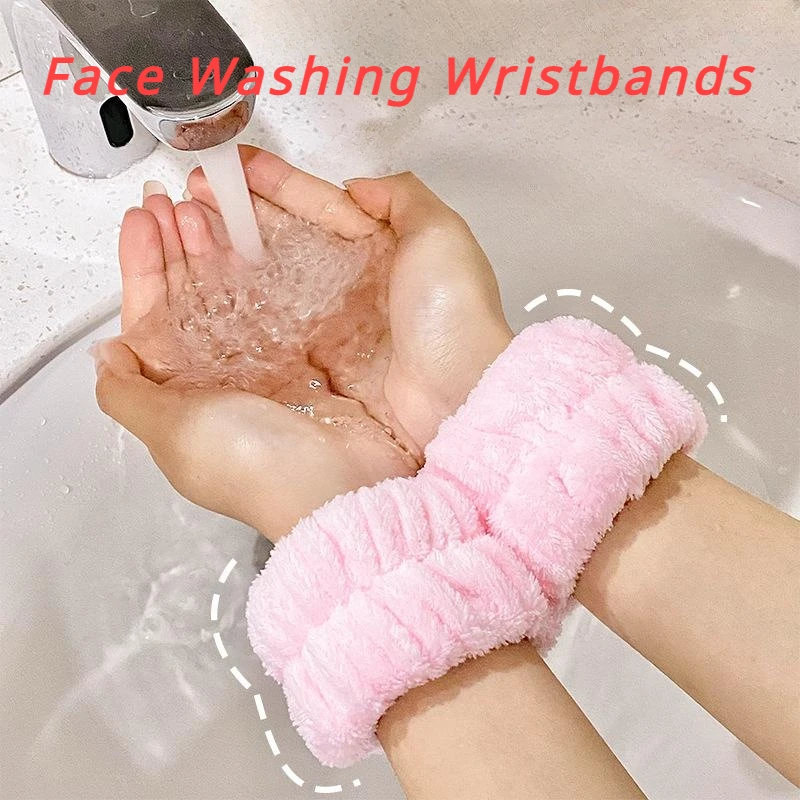 2pcs Face Washing Wristbands Spa Wash Band Microfiber Wrist Towels Wash Strap for Washing Face Makeup Skin Care Yoga Sport