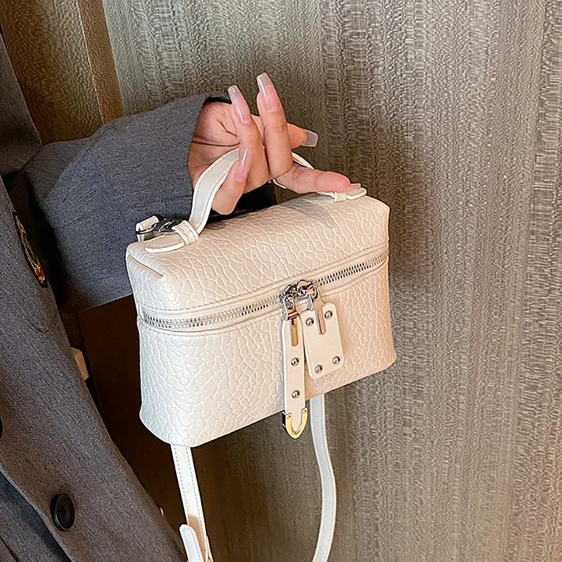 Senior Sense Litchi Leather Mini Square Bag Women\'s 2024 Summer New Fashion Crossbody Bag Korean Style Portable Popular Handbag