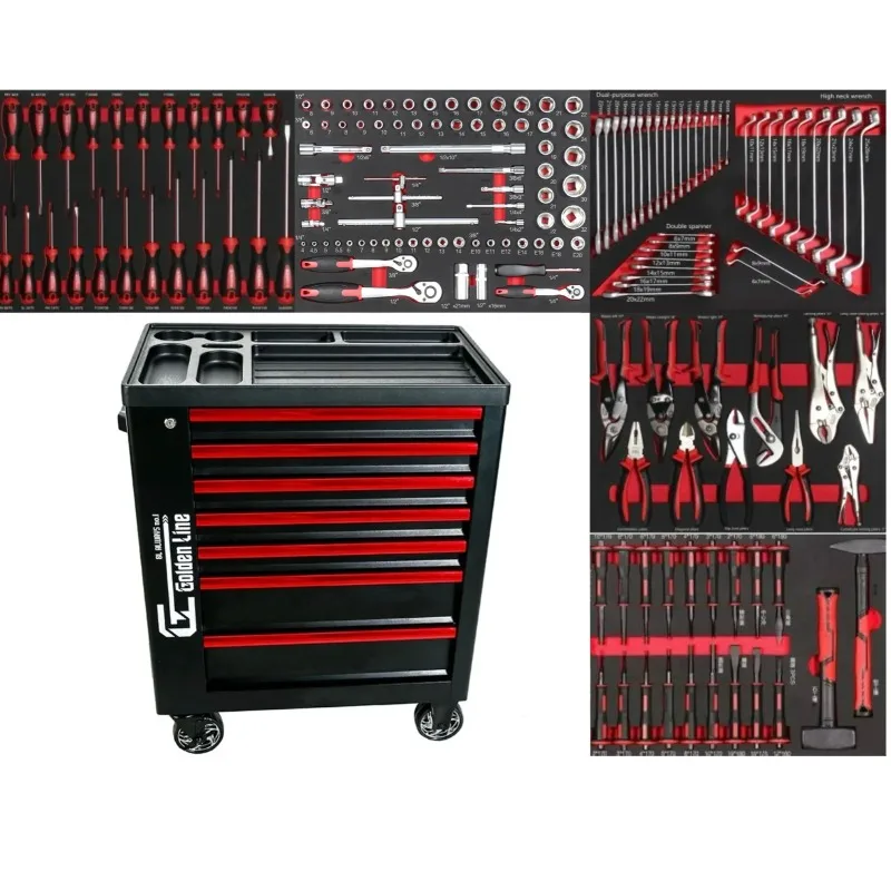 

7 Drawer Tool Box 5 Layer 168pcs CRV Hand Tools Sets Workshop Garage Storage Car Repair Cabinet Trolley