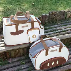 Pet Carrier Bag Pet Travel Carrier Bread-Based Bag Handheld Or Shoulder Sturdy Well-Ventilated Easy Load Bag For Small Medium