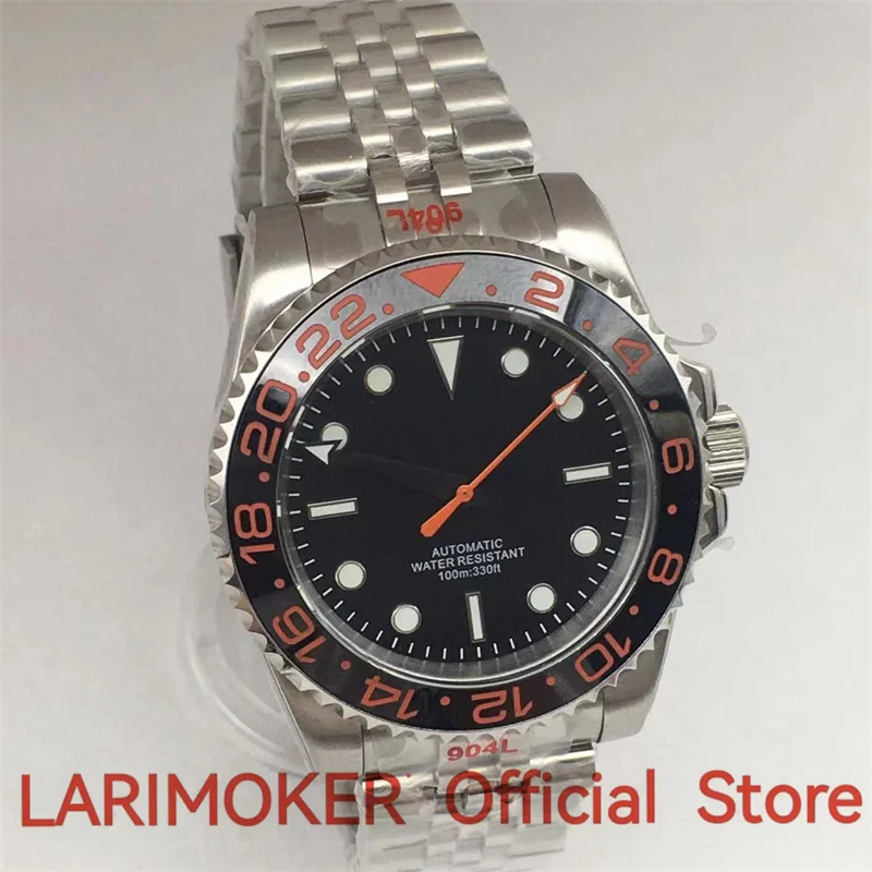 

LARIMOKER 24 Jewel NH35A PT5000 40 mm mechanical man watches sapphire glass stainless steel bracelet with luminous dial drawing