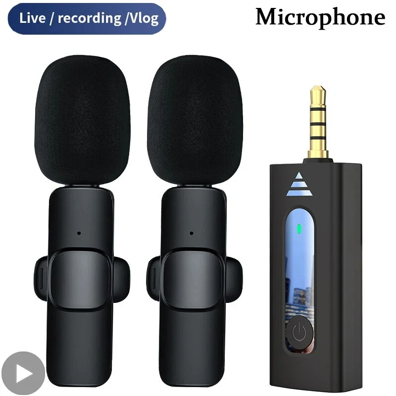 Professional Dual Bluetooth Lavalier Wireless Lapel Microphone Mic For iPhone Android Mobile Cell Phone PC Buttonhole Micro Tie