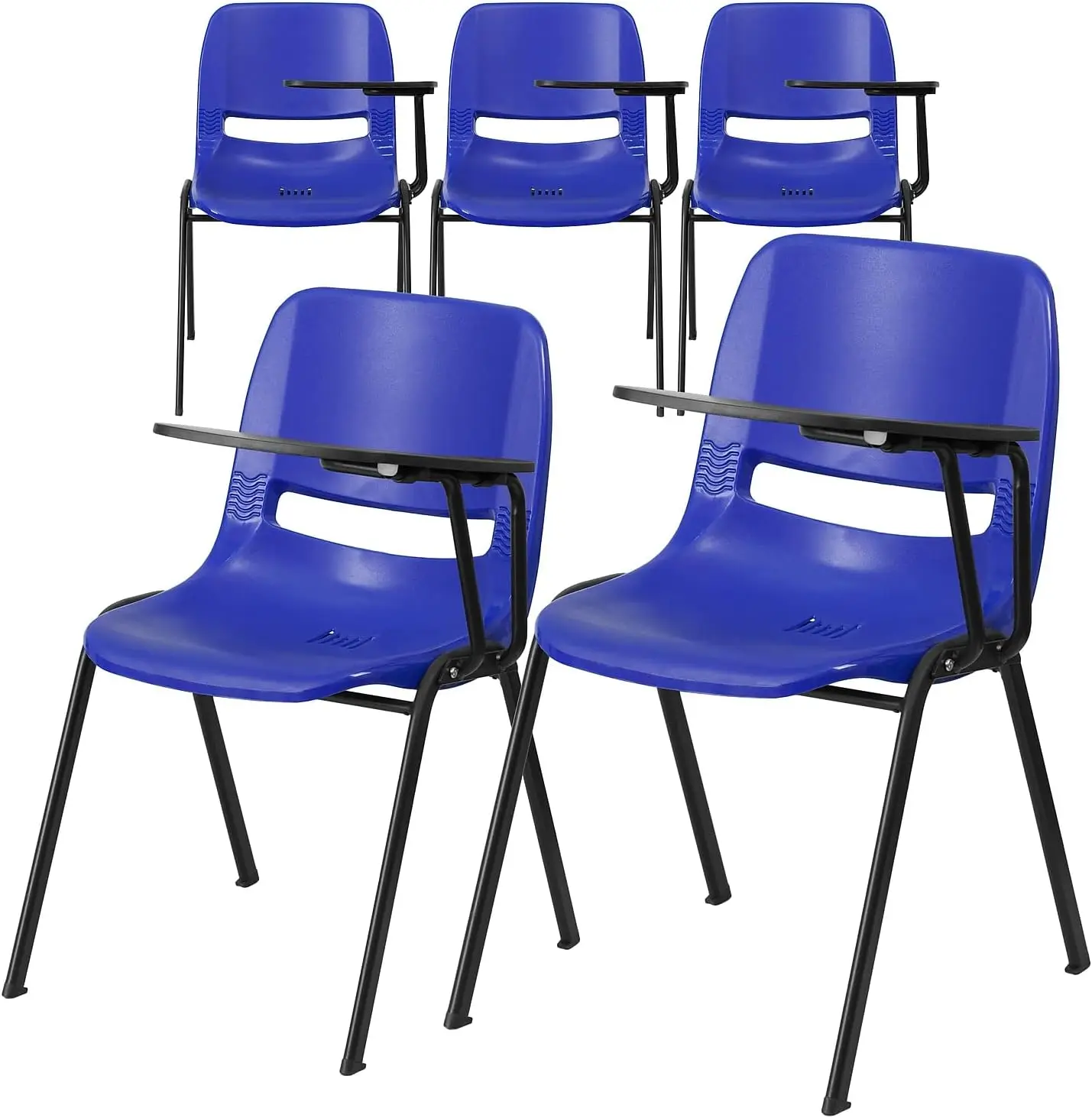 

5 Pack Hercules Series 880 Lb. Capacity Blue Ergonomic Shell Stack Chair With Black Frame