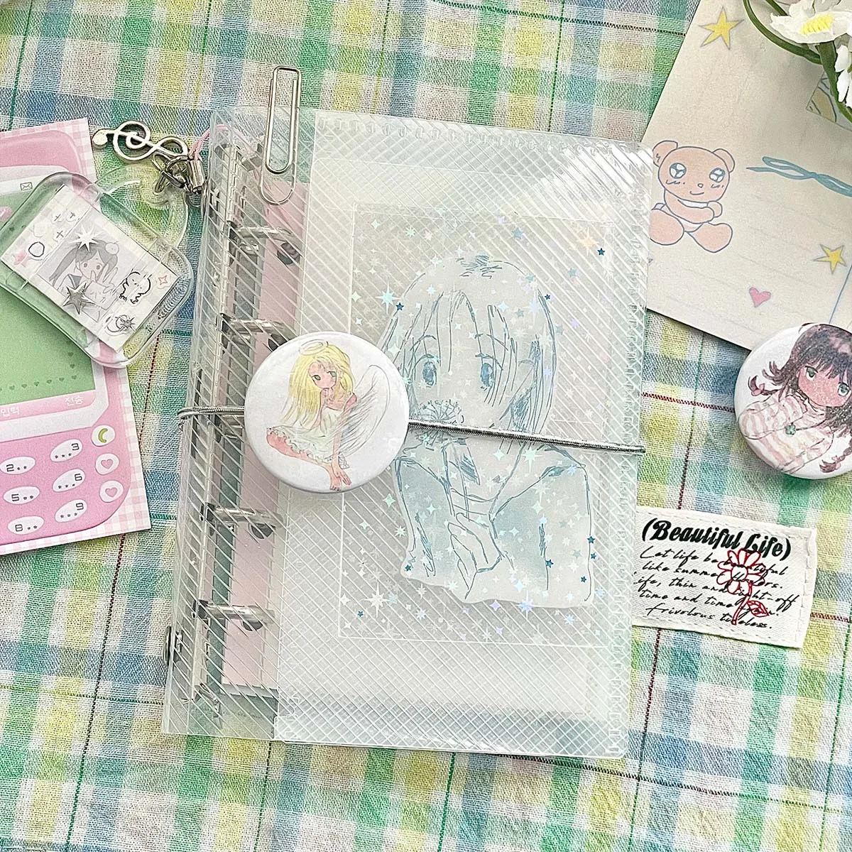 M5 Diagonal PP Three Fold PP Loose Leaf notebook Cover Mini Portable Sticker Small Card Photo Storage Scrapbooking