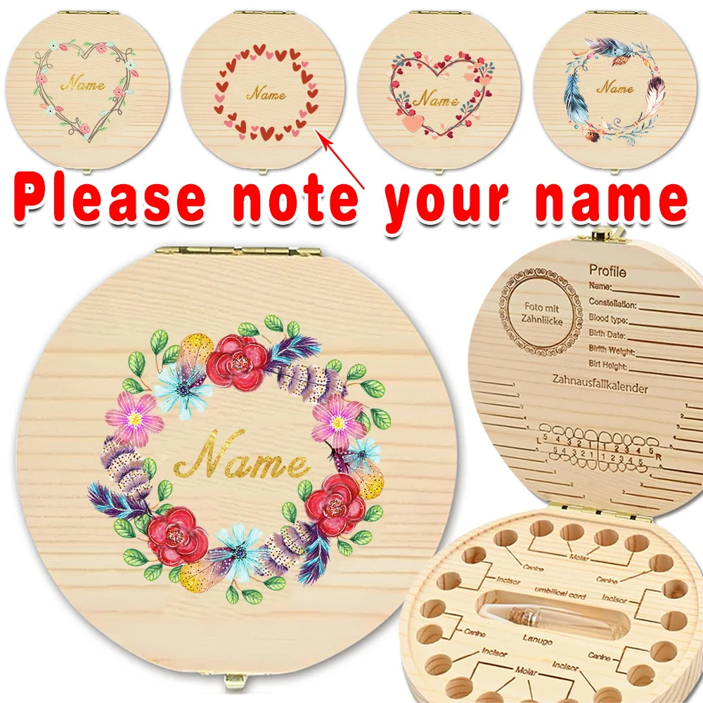 

Customized Name Baby Lost Tooth Organizer Box Wooden Child Keepsake Teeth Case Kid Milk Teeth Souvenir Personalized Recording