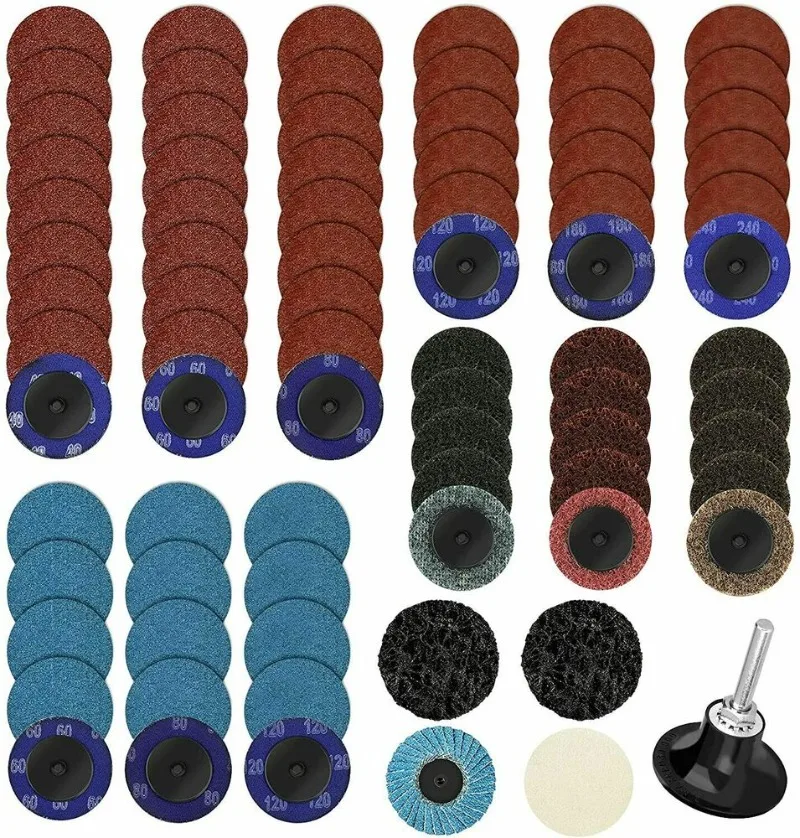 

71PCS 2" Roll Lock Sanding Polishing Discs Sets For Mentalwork Abrasive Tools With 1/4 Holder Die Grinder Quick Change Disc