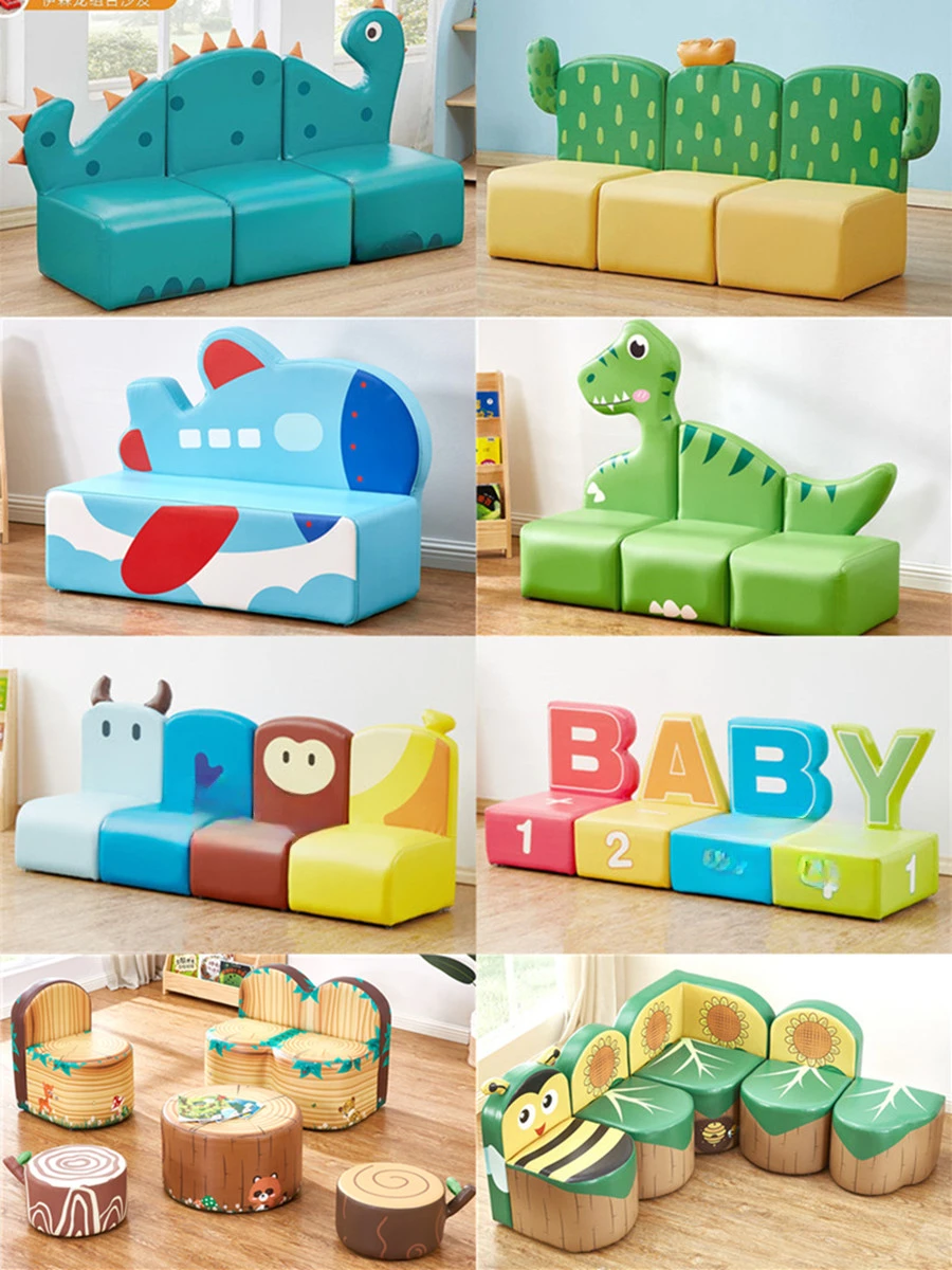 Kindergarten reading area children's sofa princess mini baby chair stool backrest lazy seat cute cartoon fabric