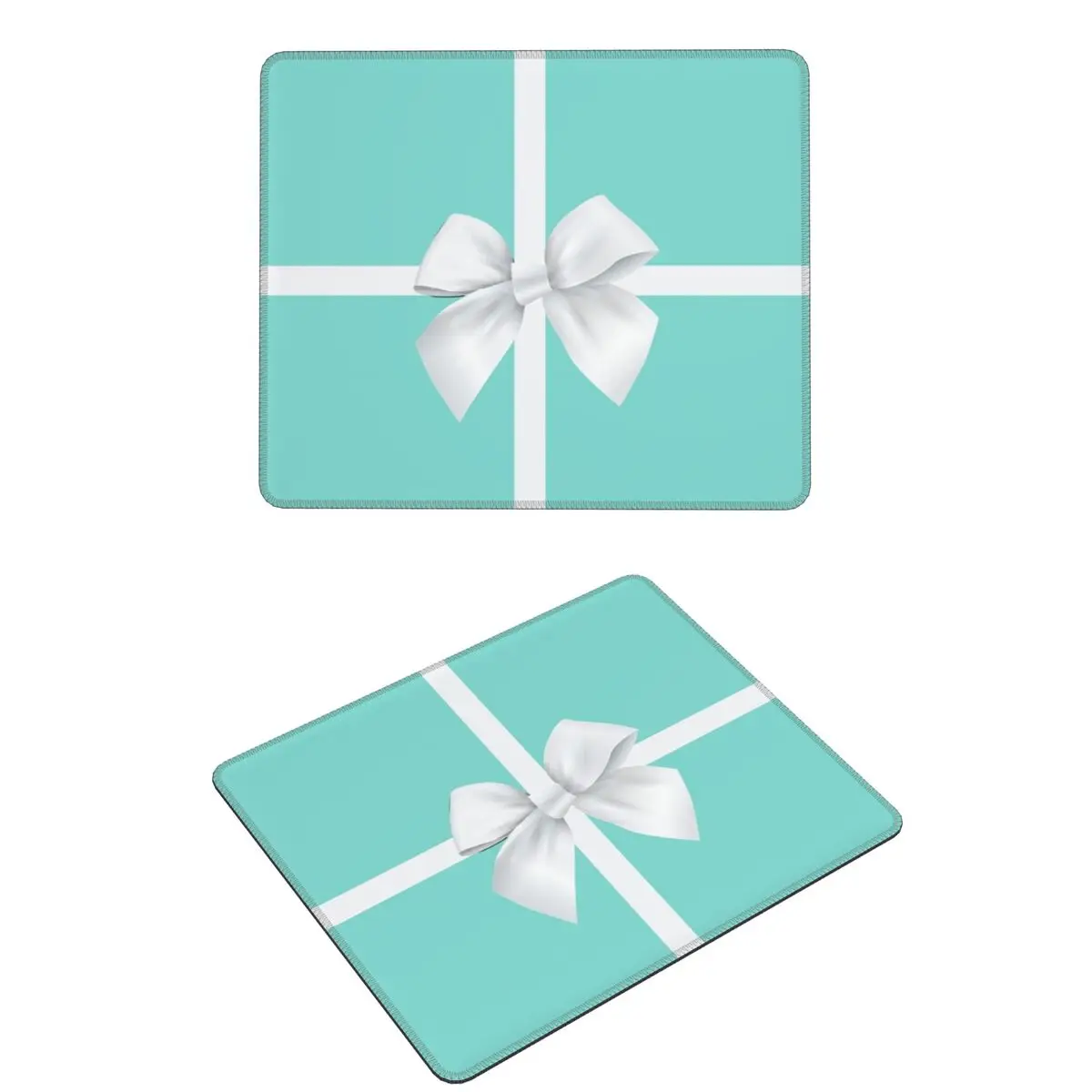 

Blue Gift Box White Bow Mouse Pad Computer Keyboard Mouse Mat Gaming PC Laptop Desk Mat Office Accessories Table Mats