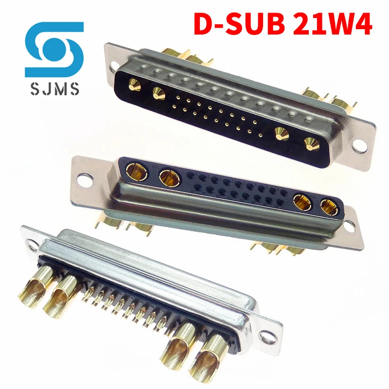 

1 PCS D-Sub 21W4 30A High Power Connector Combo Male Female Plug Receptacle Signal 17 + 4 Power Panel Mount Wire Solder Cup