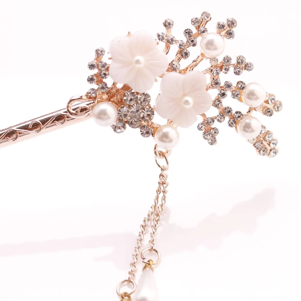 

Retro Flower Pins Pearl Hair Chopstick Elegant Accessories Women Girls Wedding Birthday Hairstyle Tools Hair Sticks