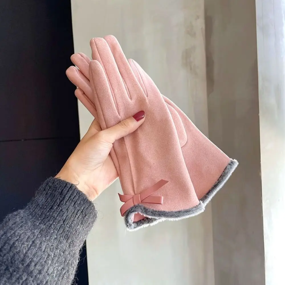 Winter Warm Gloves Women Touchscreen Thermal Plush Lined Mittens Windproof Cycling Driving Outdoor Soft Fashion