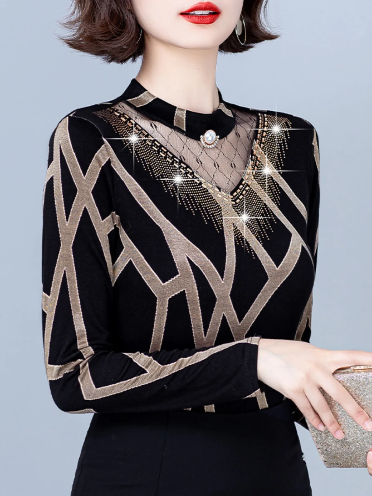 Bla Long Sve Base irt Vêtements intérieurs pour femmes automne hiver Faion Top grande taille Vêtements pour maman d'âge moyen f High Colla...