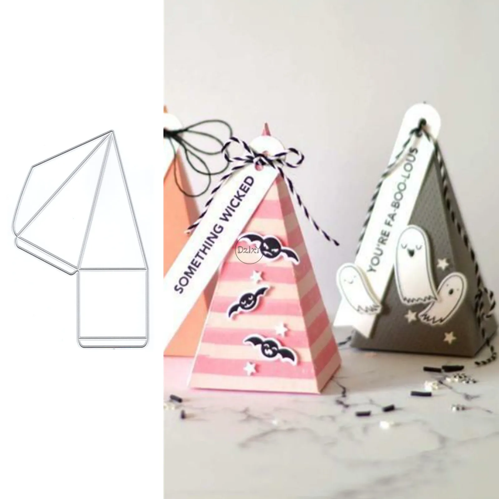 DzIxY Triangle Gift Box Metal Cutting Dies for Card Making Paper Embossing Die Cuts Sets Album Crafts 2023 Templates Stencils