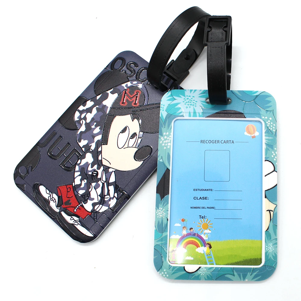 Disney Travel Accessories Luggage Tag Lovers\' Baggage Label Women Men Cartoon Mickey Mouse Minnie Suitcase ID Addres Card Holder