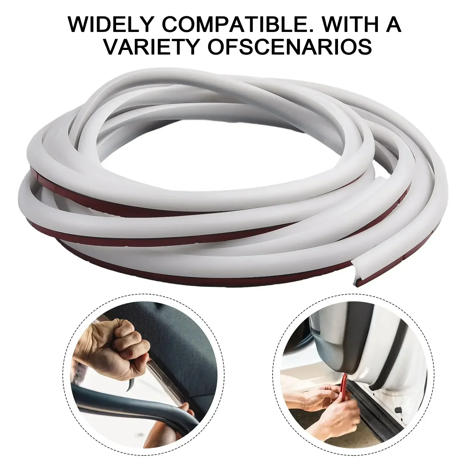 4M T-Shape Rubber Car Door Seal Strip Hood Trunk Edge Weatherstrip Moulding Trim 8MM*10MM White Accessories For Vehicles