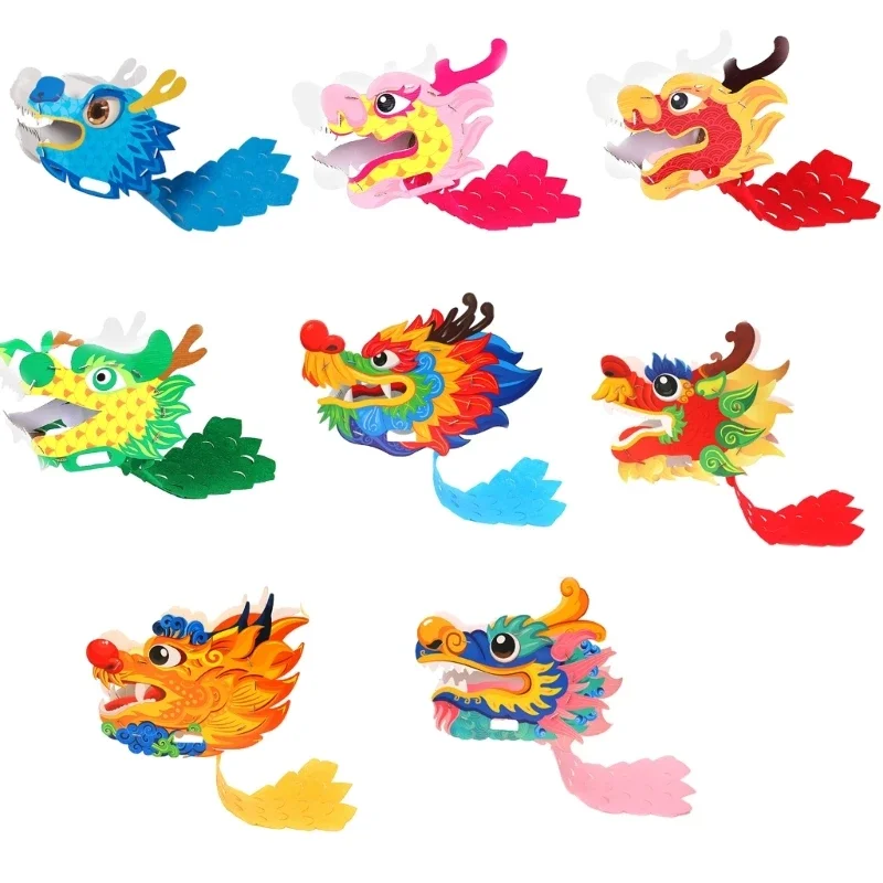 Chinese Paper Dragon Head Mask Chines New Year Supplies for Kid Adult Christmas