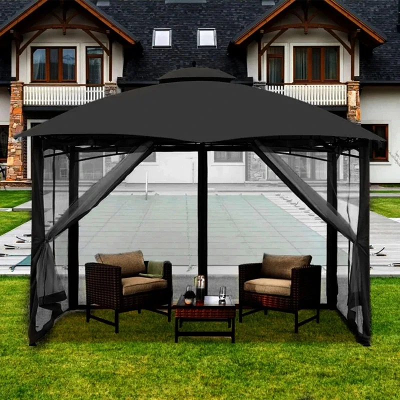 Outdoor Gazebo Mosquito Netting Universal Canopy Net Screen 4 Door Panel Sidewall Curtain With Zippers For Garden Patio