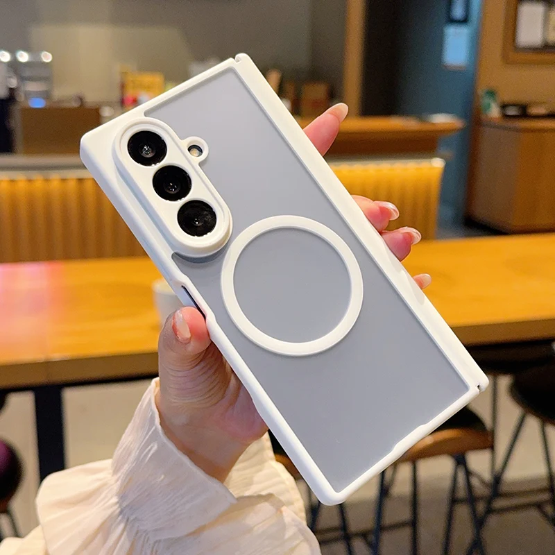 Luxuriöse matte Hülle mit magnetischem Scharnier für Magsafe, faltbar, für Samsung Galaxy Z Fold 7 8Ultra, kabelloses Laden, stoßfeste, transparente Abdeckung – Detail 22