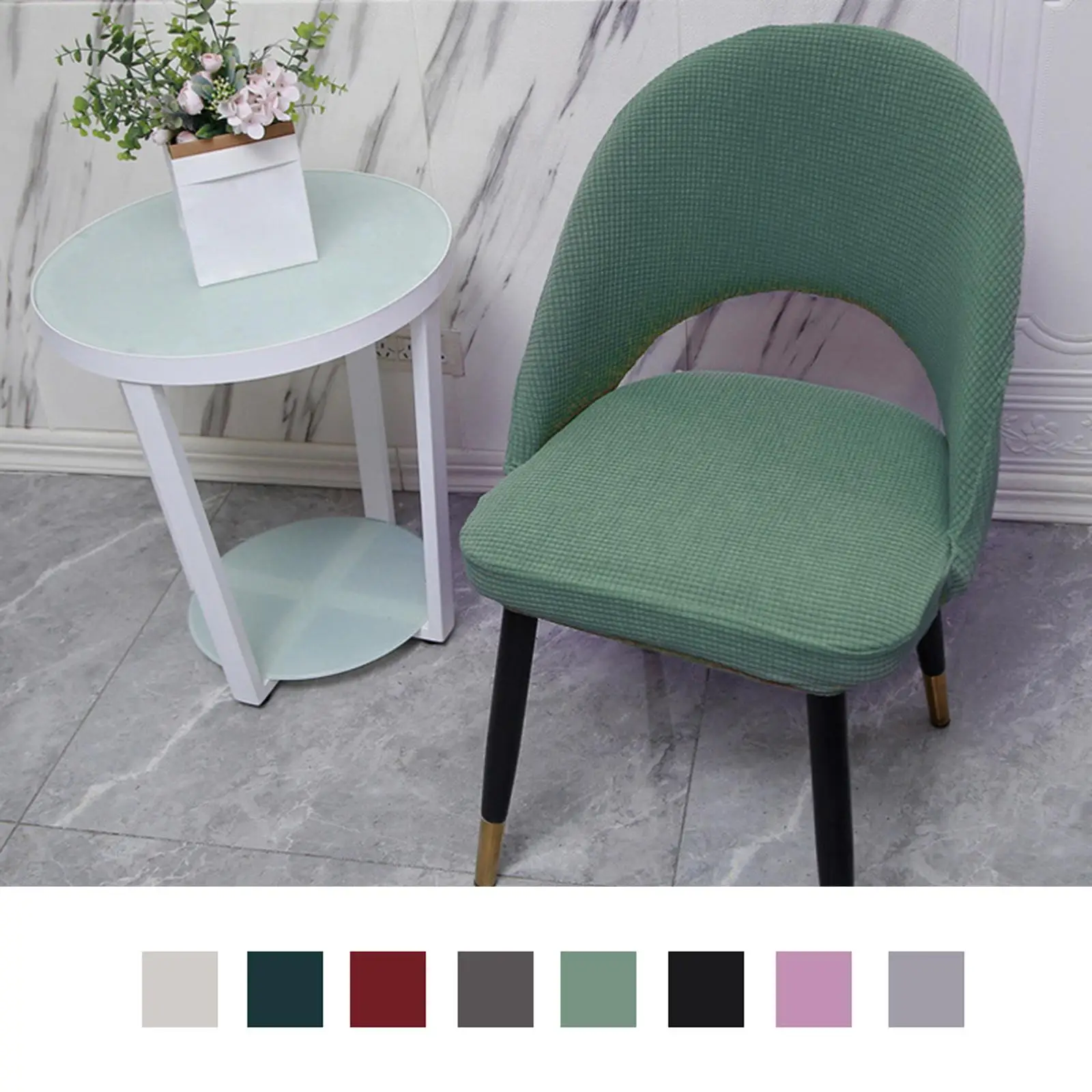 Soft Jacquard Short Back Curved Chair Cover Anti-Slip High Stretch Dinners Ceremonies Hotel Hollow Back Chair Slipcover