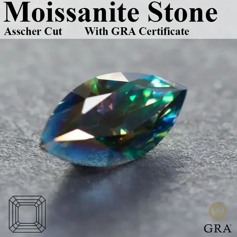 

Wholesale Moissanite Stone Marquise Cut Rainbow Green Color Charms Gemstone DIY Ring Necklace Earrings Main Materials with Certi
