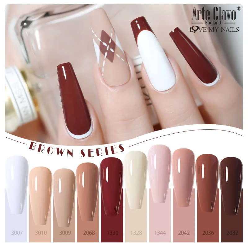 Arte Clavo HEMA TPO FREE 15ML Coffee Brown Gel Nail Polish Winter SemiPermanent Soak Off UV Gel Design Nail Art Manicure Varnish