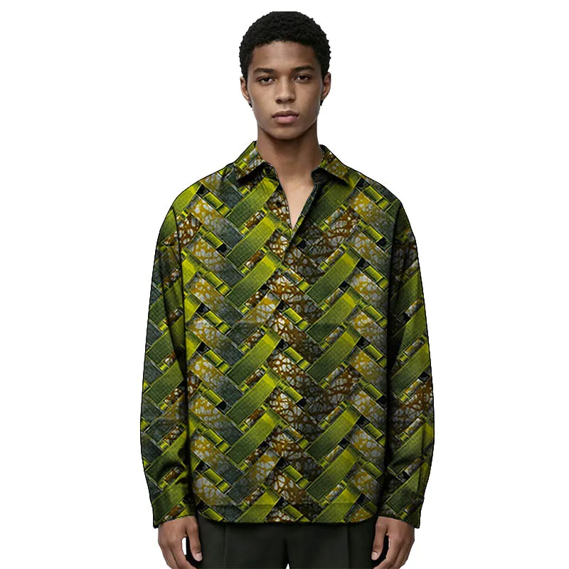 Dashiki Men's Casual Shirt Designer African Print Couture Male Lapel Tops Party Wear Stylish Piece