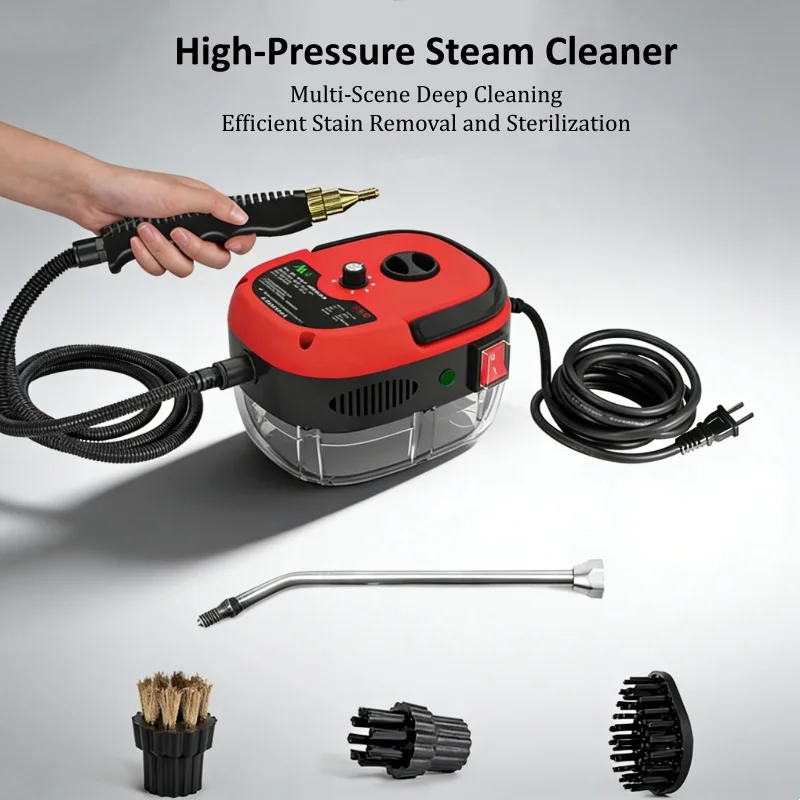 Small and Portable High Temp Pressurized Steam Cleaner 110VUS Plug With Brush Heads Kitchen Car AC Home Sterilization Cleaning